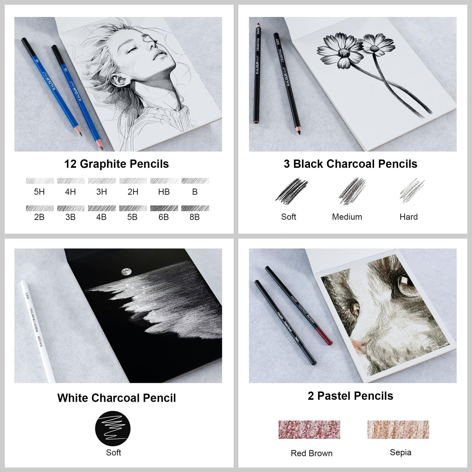 KALOUR 135 Drawing Set Sketching Kit,Art 1 Count (Pack of 135), Multicolor