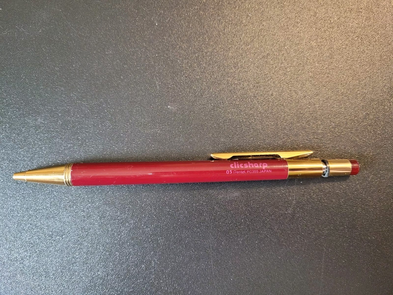 Rare Discontinued Export model Pentel clicsharp PC355 0.5mm Cranberry Gold JAPAN