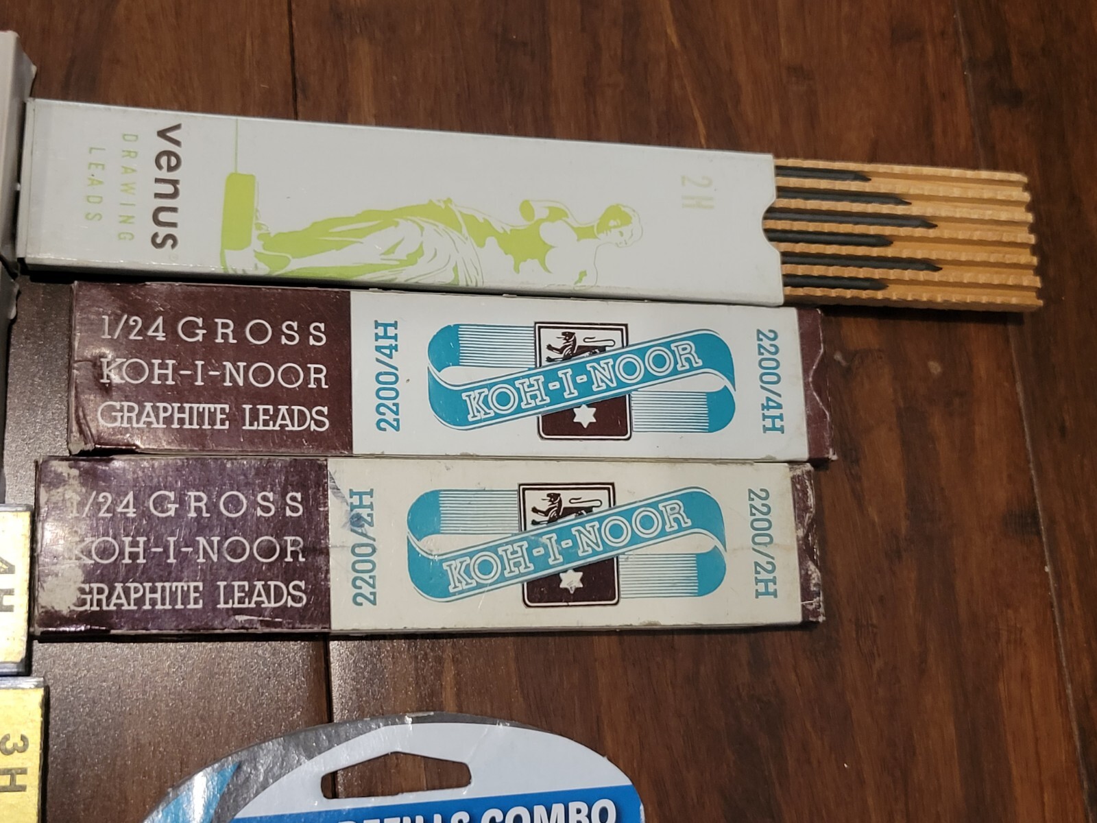 Vintage Drawing Leads Lot: Venus 2H 4H 2220 H Staedtler 3H 4H Faber Jet Erasers