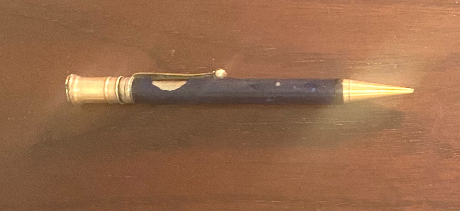 ANTIQUE PARKER DUOFOLD MECHANICAL PENCIL, GOLD PLATED PARTS, BLACK BARREL, c1920