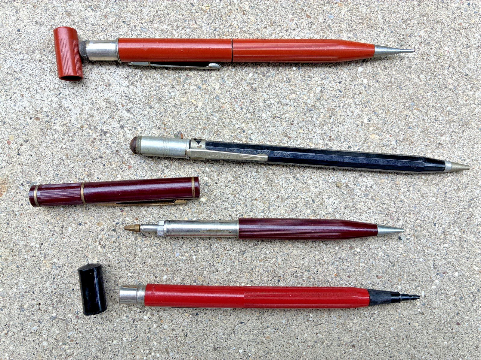 Mixed Lot of 4 Vintage Dixon Rite-Rite Mechanical Pencils For Parts or Repair