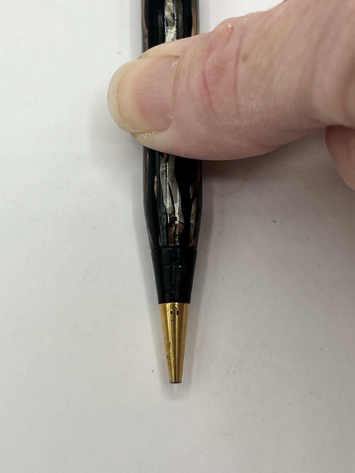 Vtg Arnold Twist Retractable Mechanical Pencil w/ Clip Black/Bown Marble Swirl