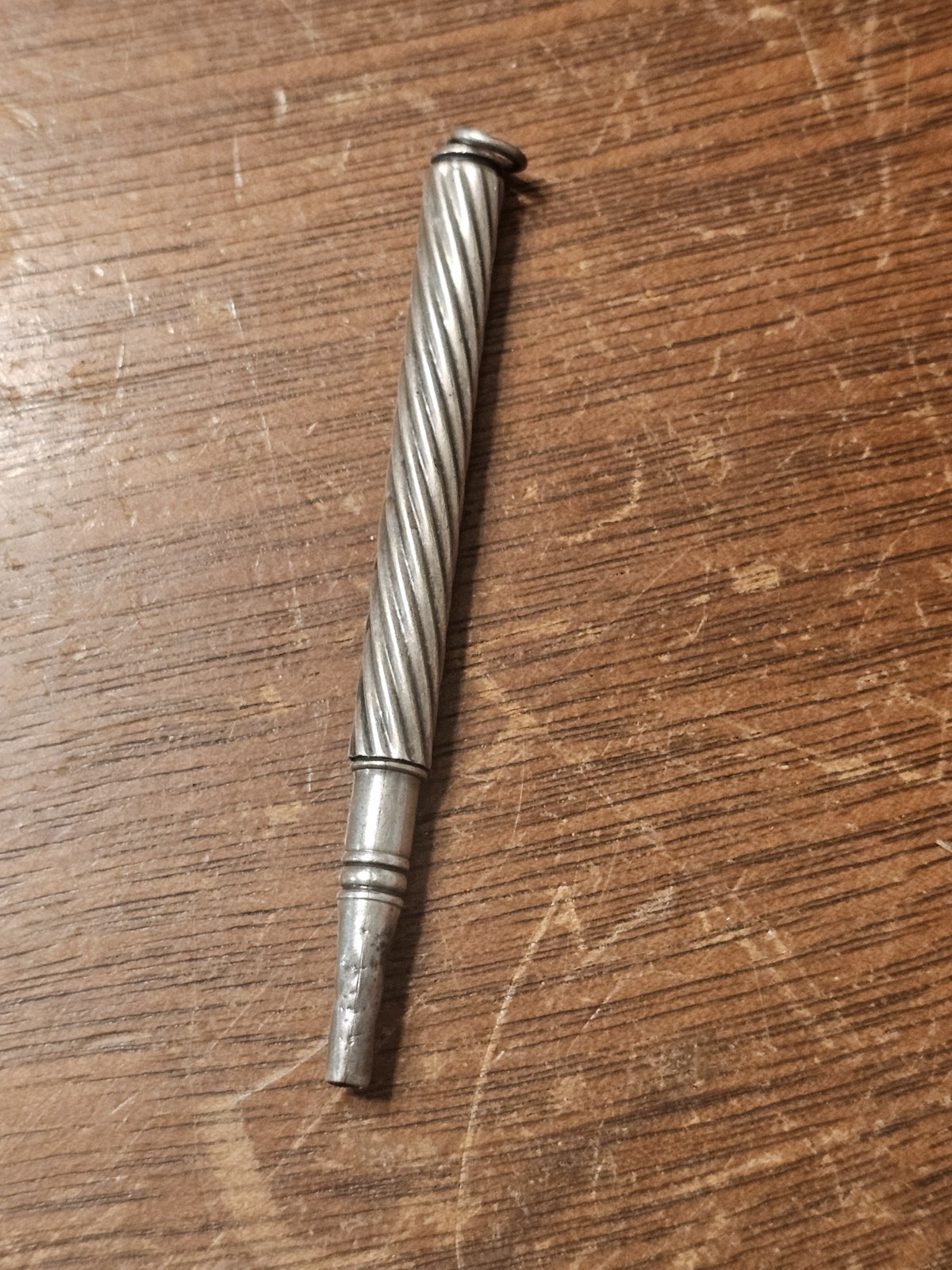 Sterling Silver Sliding Propelling Mechanical Pencil Ring Top Victorian Era Vtg