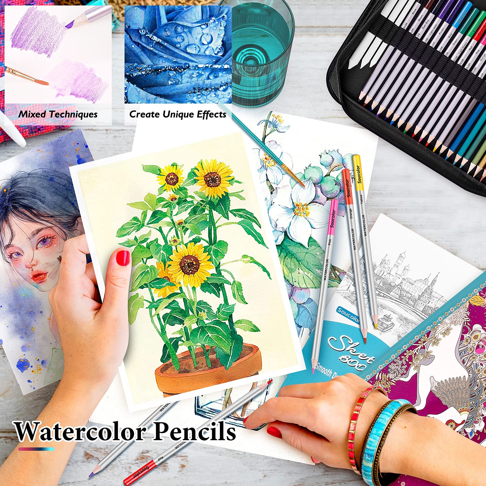 Soucolor 73 Pack Art Supplies Sketching Kit 1 Count (Pack of 73), Multicolor