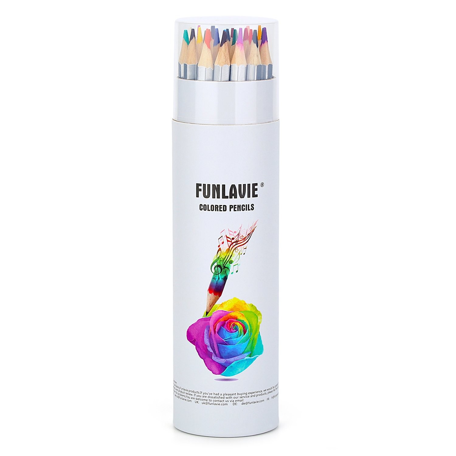 FUNLAVIE 24 Colored Pencils for 24 Count (Pack of 1), 24-Color Travel Pack