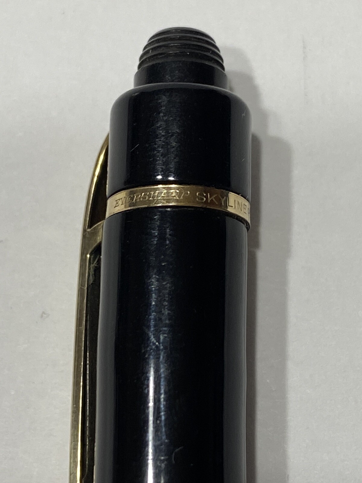 EVERSHARP SKYLINE PAT.BLACK, GOLD FILLED TRIM MECHANICAL PENCIL MADE IN USA