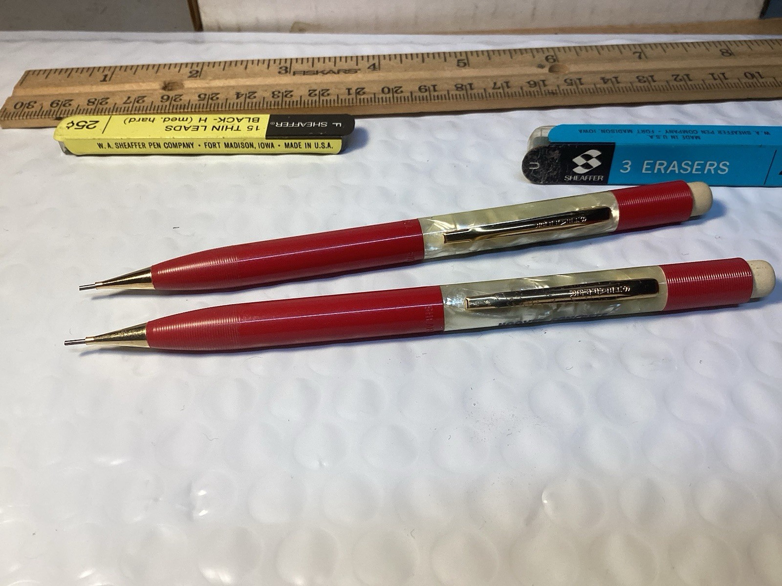 Vintage Sheaffer Mechanical Pencils Lot Of Two. With Extra Lead And Erasers. Exc
