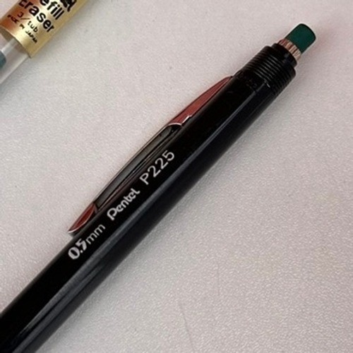 Vintage Pentel P225 Mechanical Pencil 0.5mm Black Japan with Eraser Case