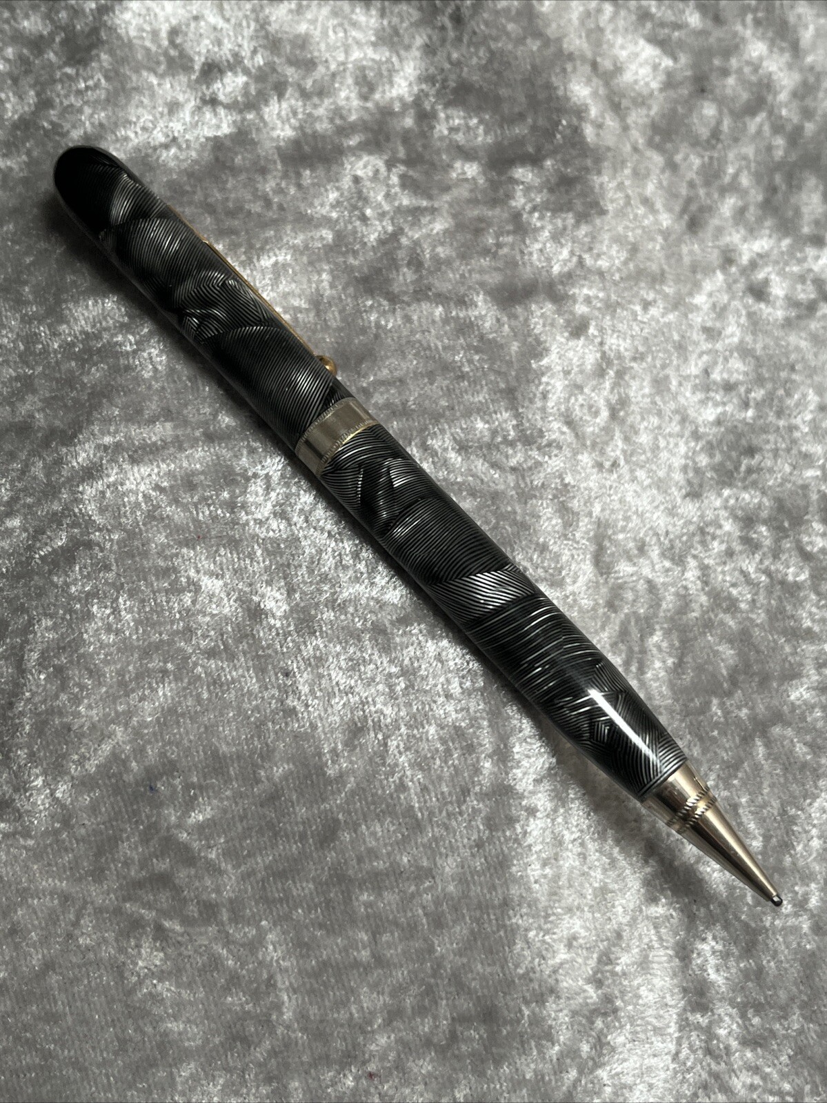Vintage Majestic Mechanical Pencil with Silver & Black Marble Pattern