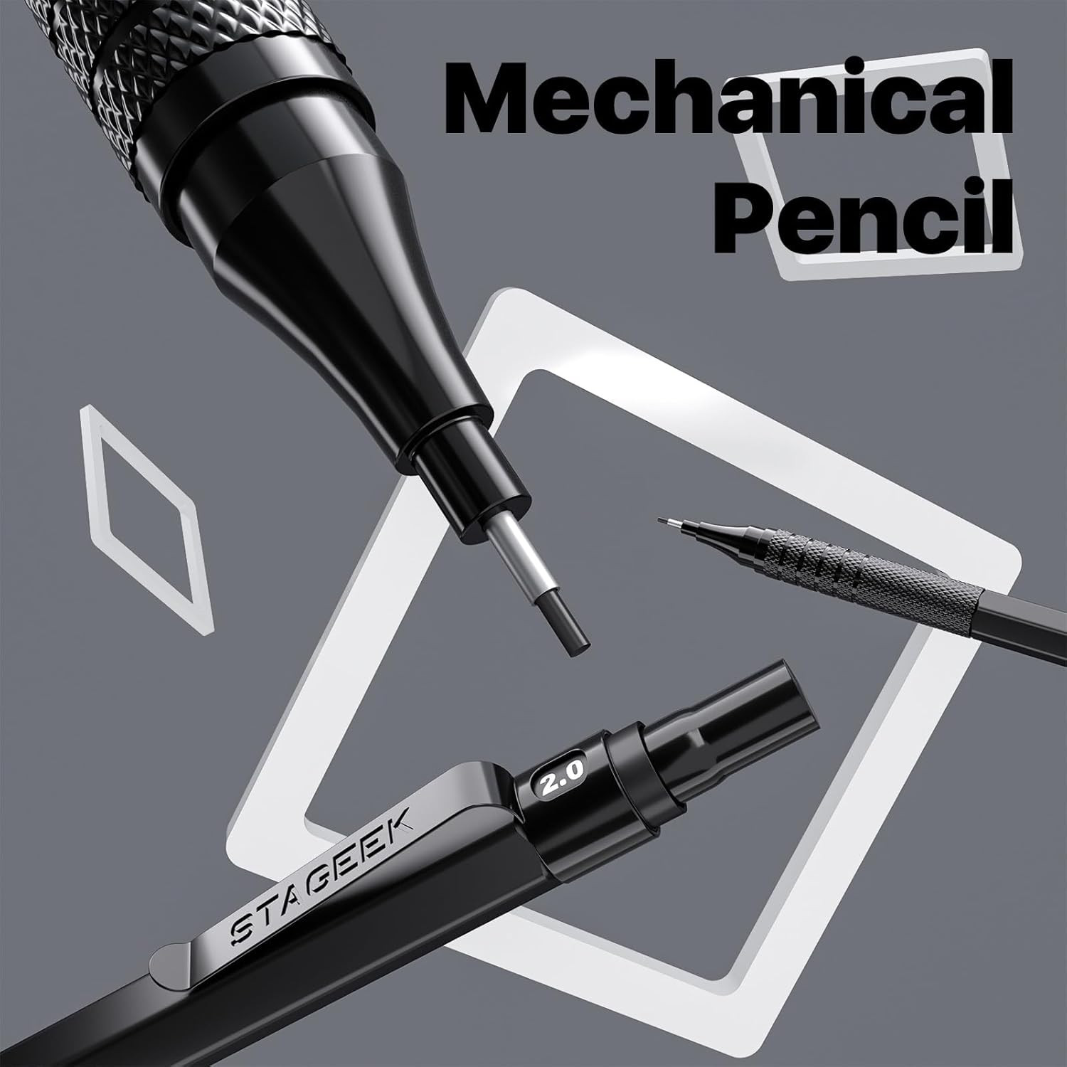 35Pcs Art Mechanical Pencil Set with Case, 0.5 0.7 0.9 2.0 Graphite Metal Drawin