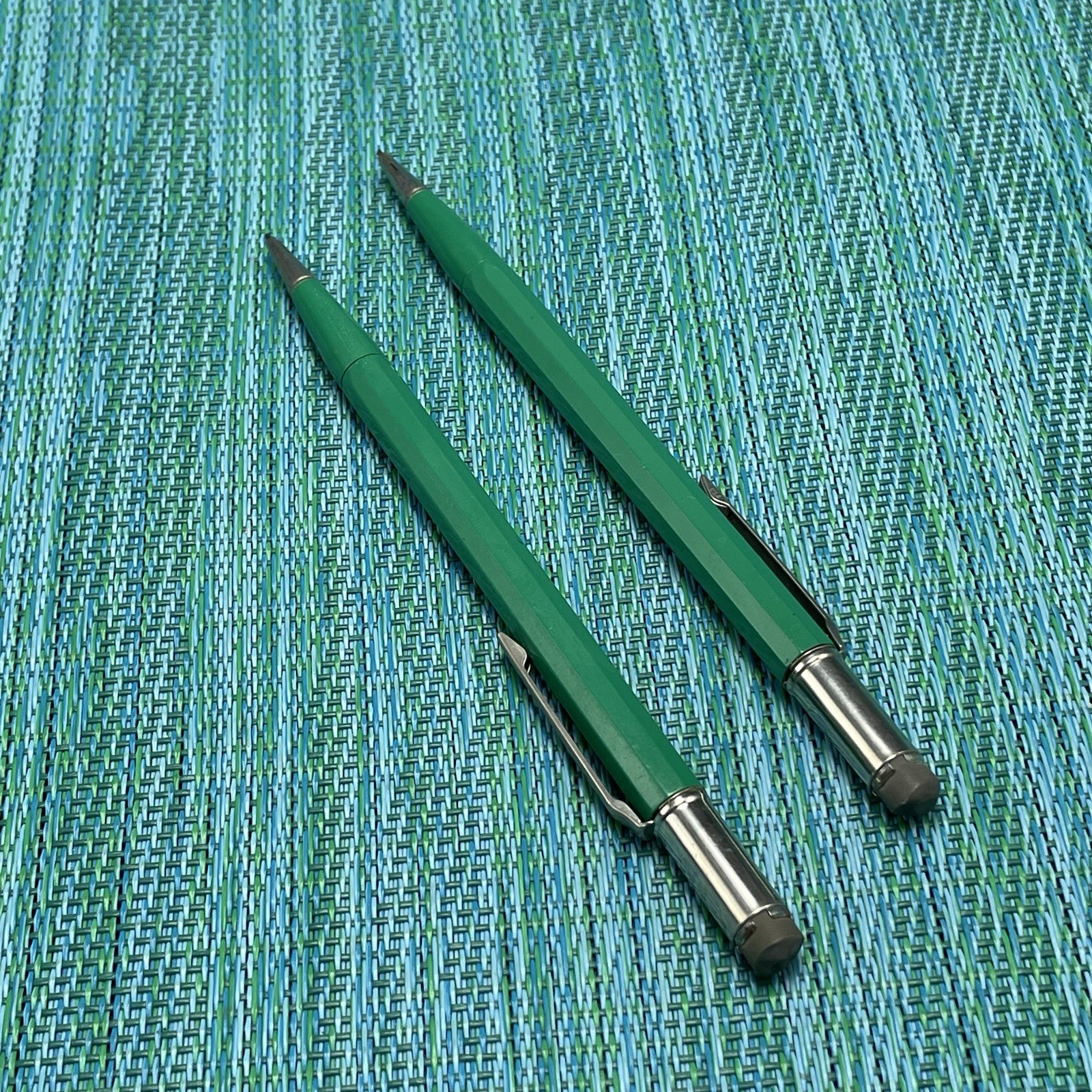 2 Autopoint Mechanical Pencils Teal Green Vintage USA