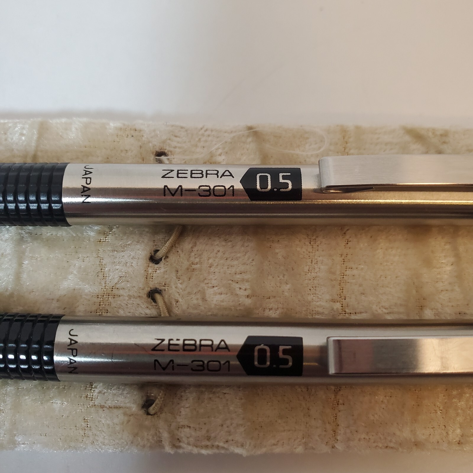 VTG Zebra Mechanical Pencil Lot of 2 M-301 0.5 Silver Black Grip Japan