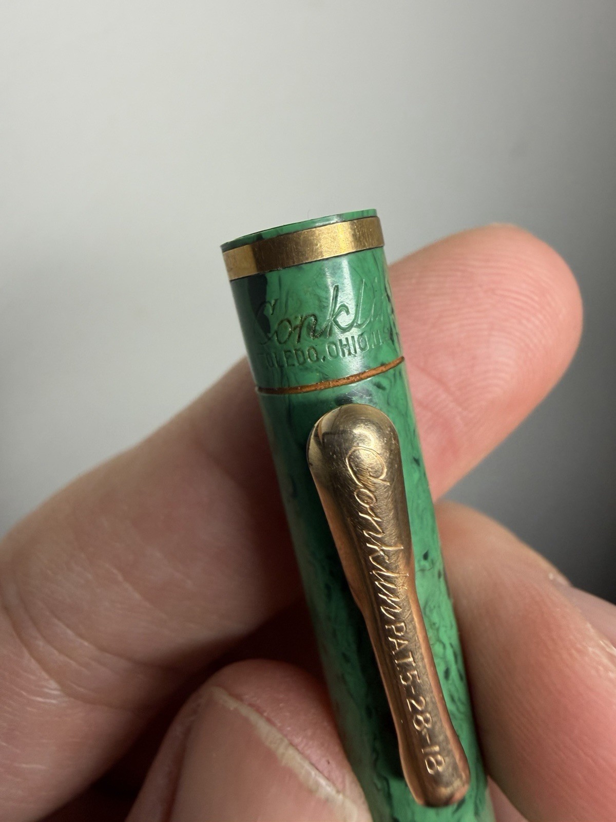 Vintage Conklin Endura Mechanical Pencil Green Marble (Missing Top Cap- READ!)