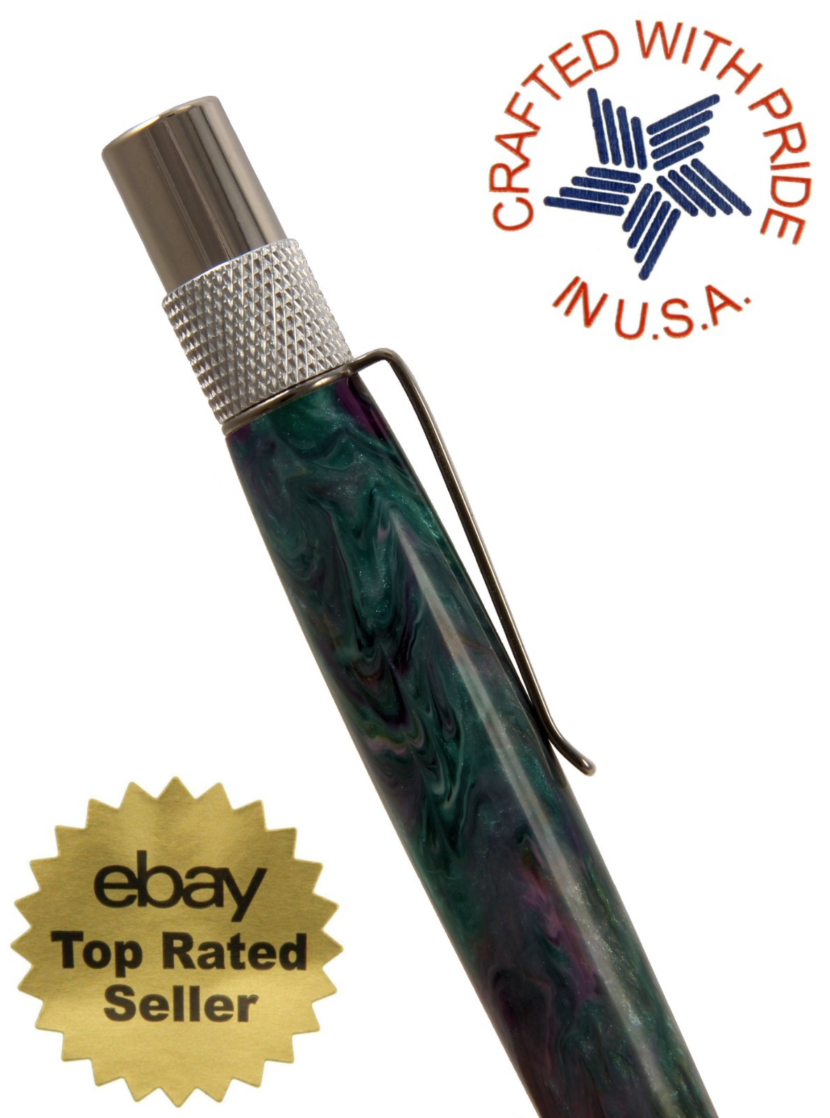 Dura Click .07mm Pencil / Knurled Aluminum & Green and Purple Swirl Body / N88