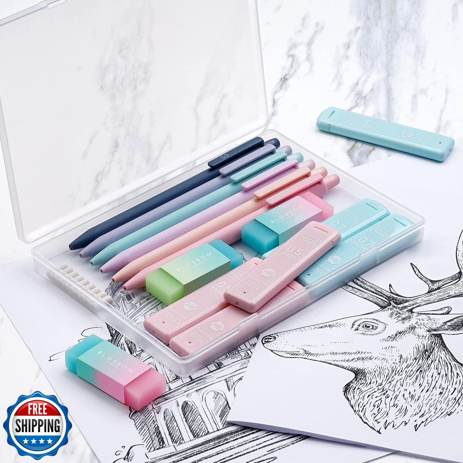 Four Candies Cute Mechanical Pencil Set, 6PCS Pastel Mechanical Pencils 0.5 a