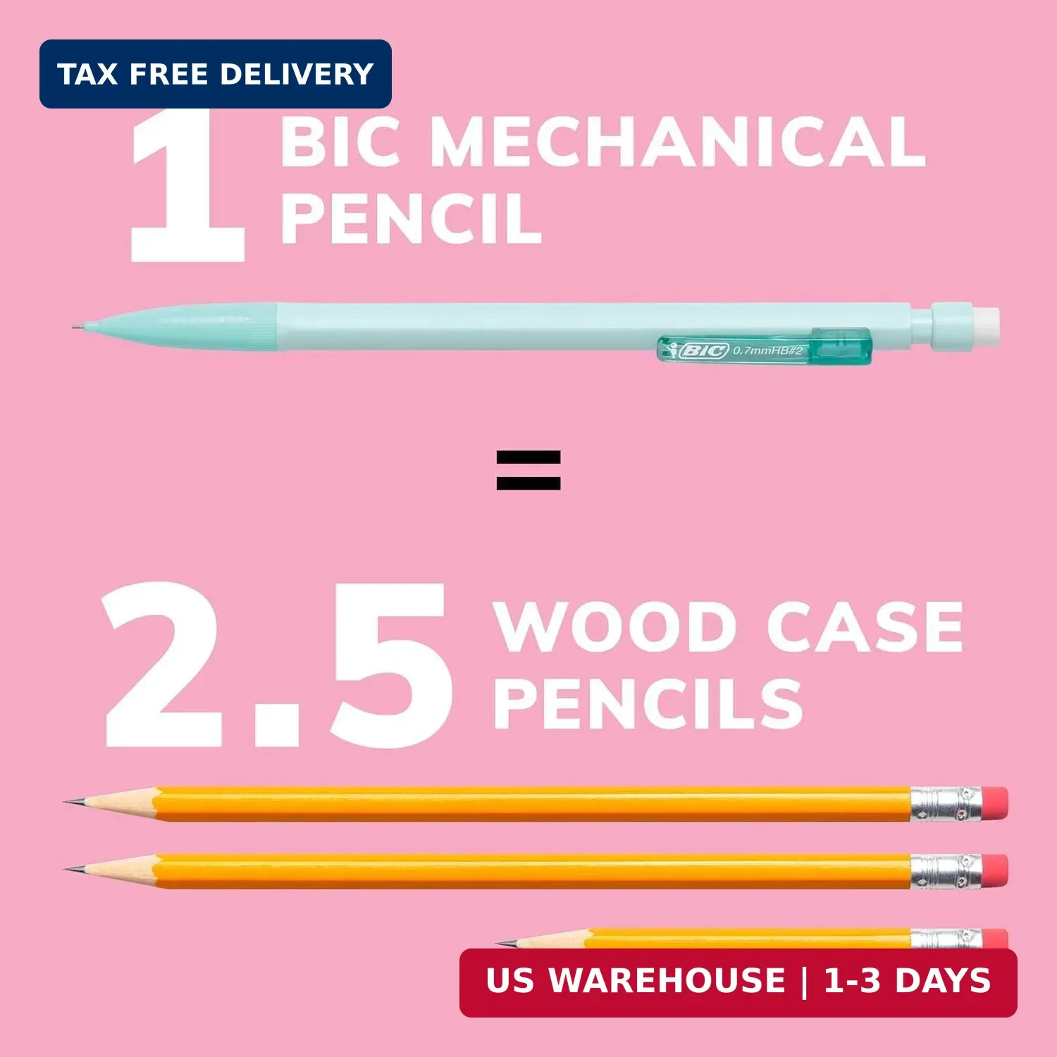 BIC Xtra-Smooth Pastel Mechanical Pencils with Erasers, Medium Point (0.7mm), 40