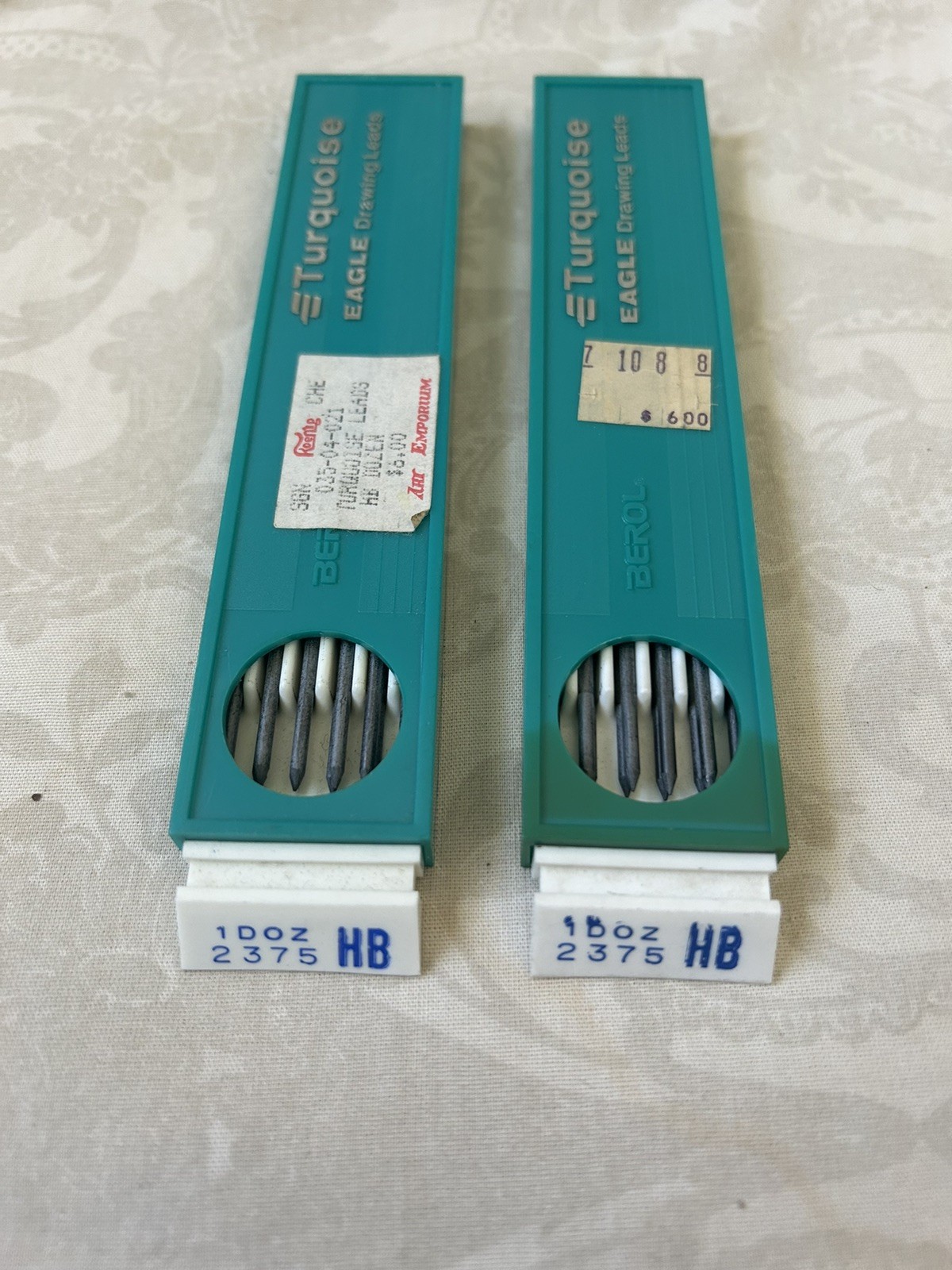 Vintage Lot of 2 Berol Turquoise Eagle (1 Doz) Drawing Leads 2375 HB Made In USA