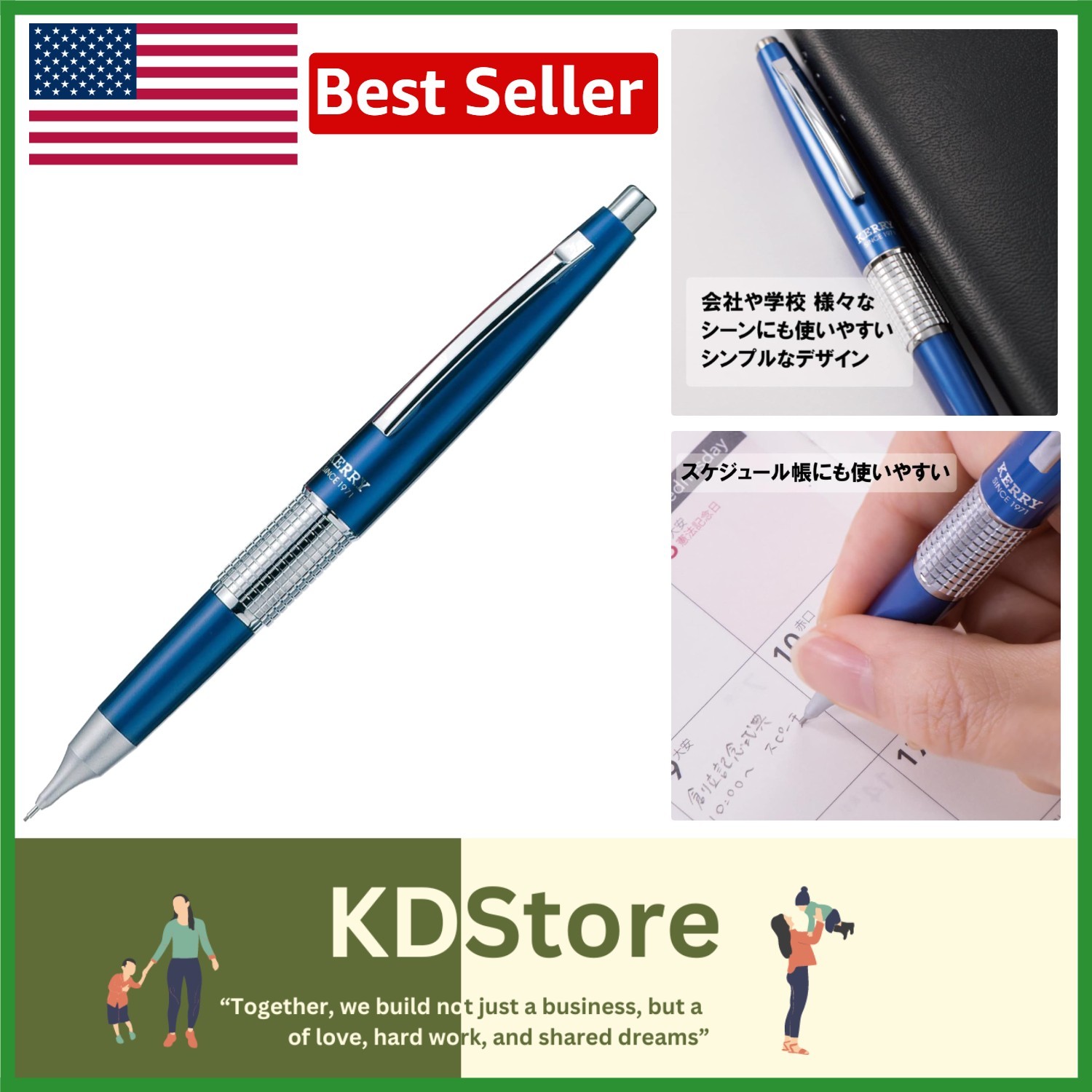 Blue Mechanical Pencil 0.5mm Refillable Lightweight Office Stationery