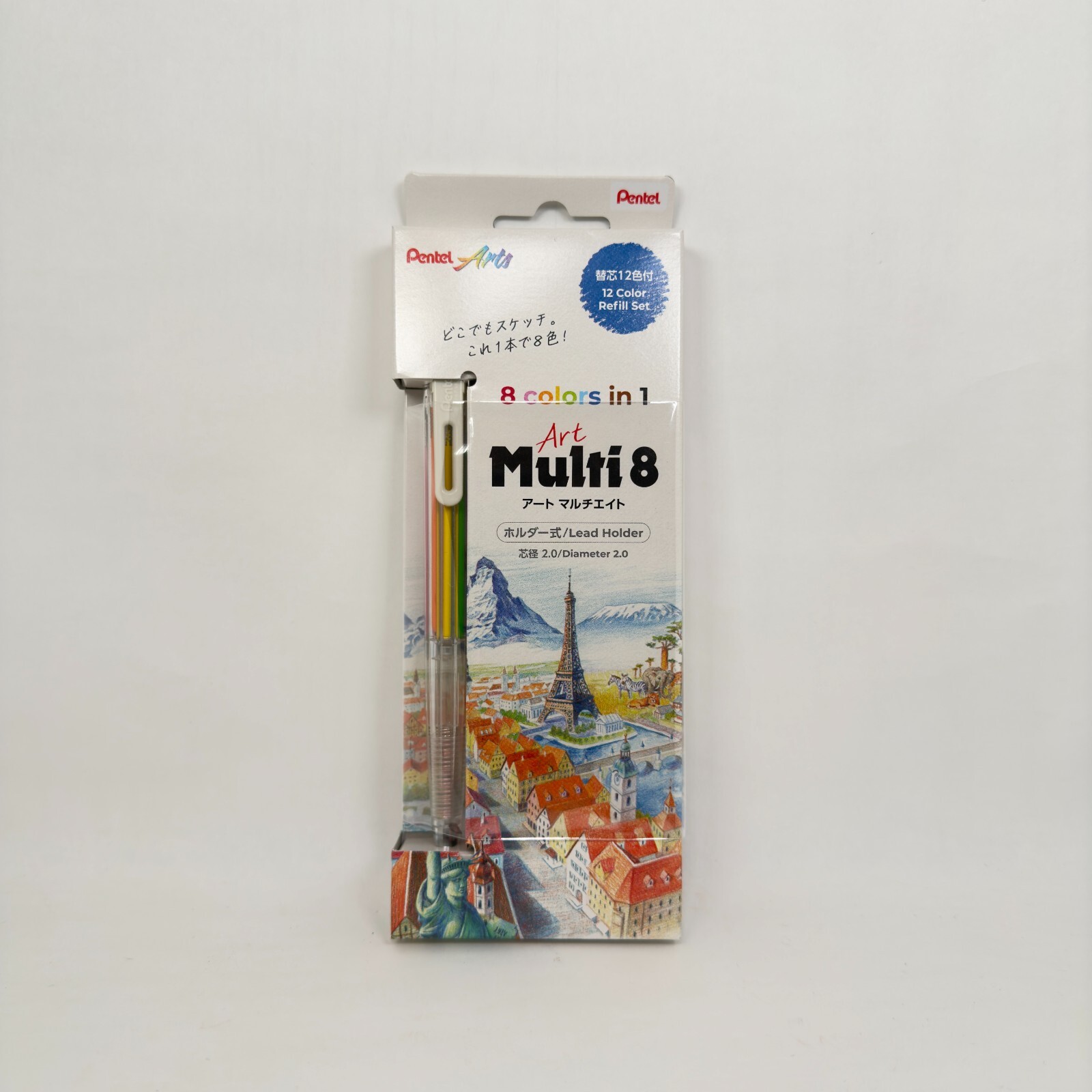 Pentel art multi8 Built-in 8 color leads + 12 color refills + lead sharpener