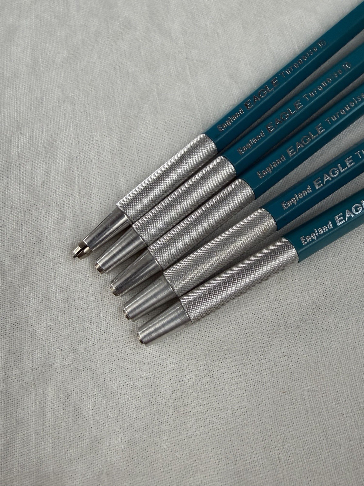 Vintage Eagle Turquoise 10 Mechanical Clutch Lead Drafting Pencils England LOT