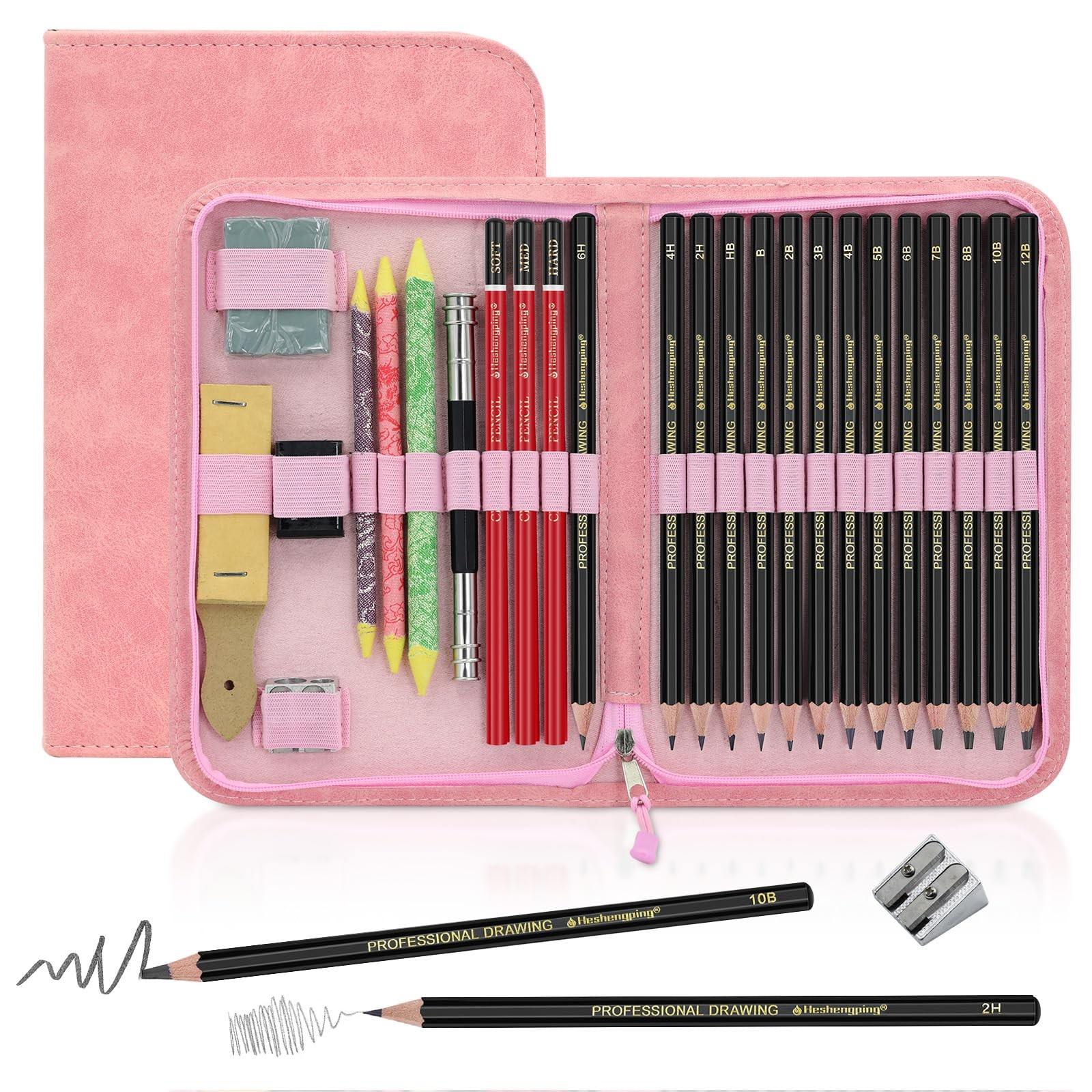 Heshengping, Sketching and Drawing 1 Count (Pack of 1), 026 Pack | Pink Color