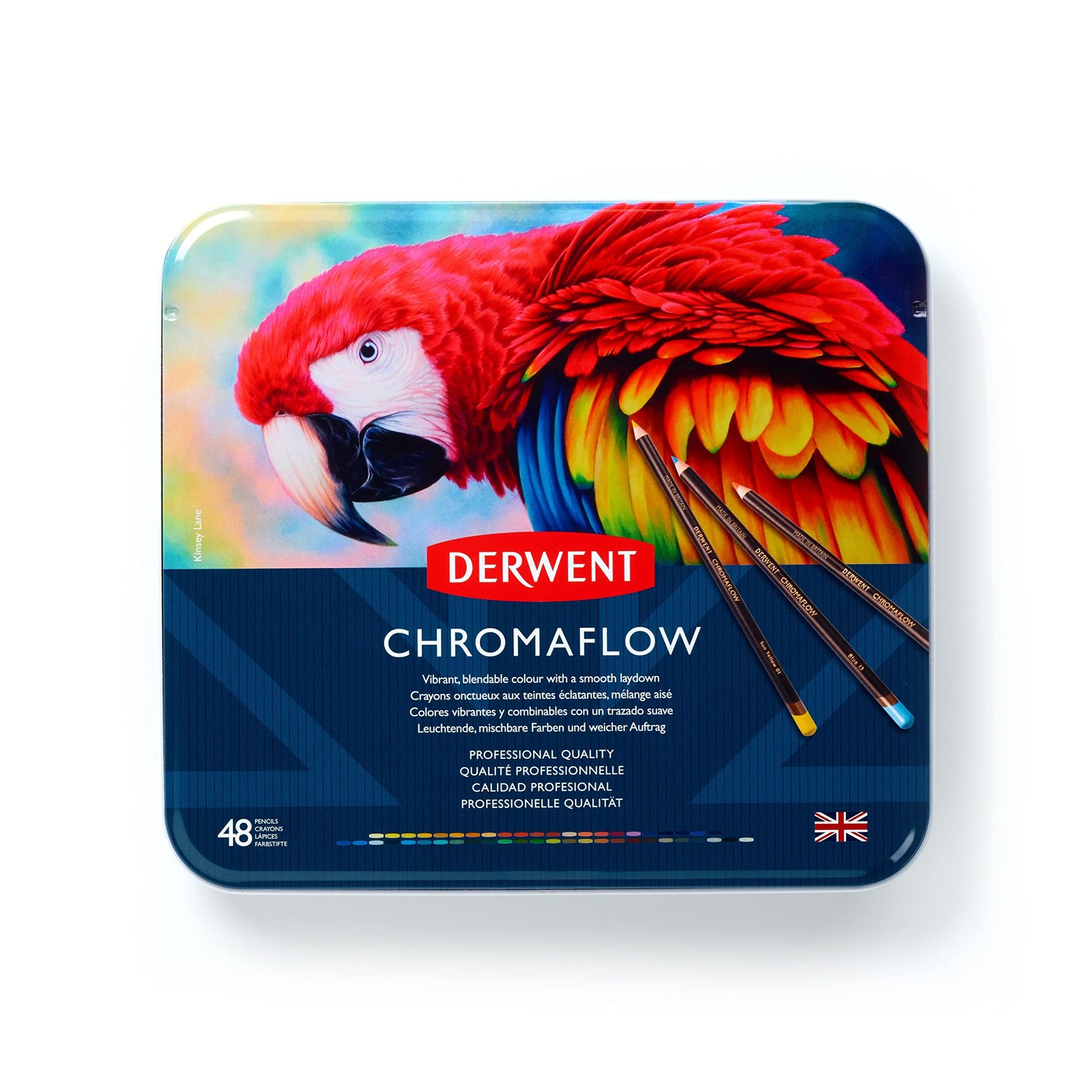 Derwent Chromaflow Colored Pencils Tin, Set 48 Count (Pack of 1), Multicolor