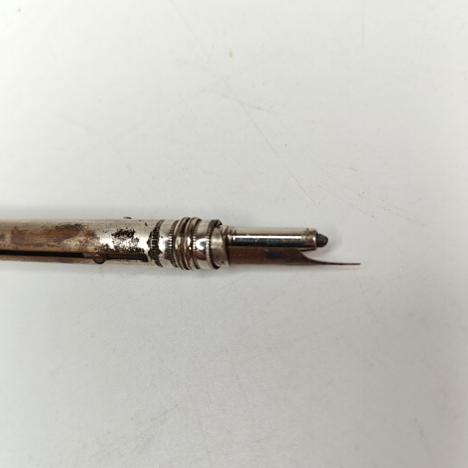 Antique Retractable Dip Fountain Pen Pencil Ink Rubber Stamp Cale Silver