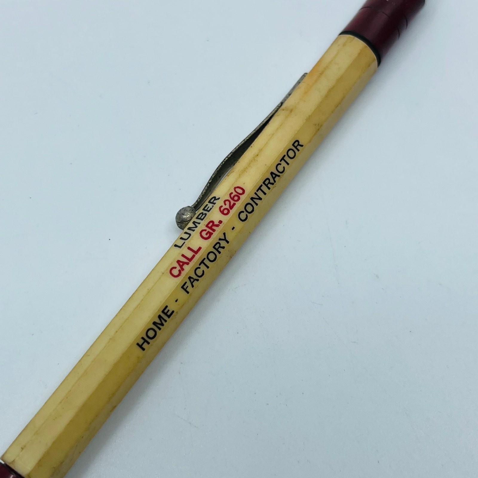 Celluloid Mechanical Pencil St Louis Lumber Home Factory Contractor Maroon SB3