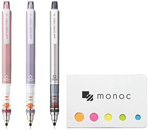 monoc Uni Kuru Toga Standard 1 Count (Pack of 3), Baby Pink, Violet, Silver