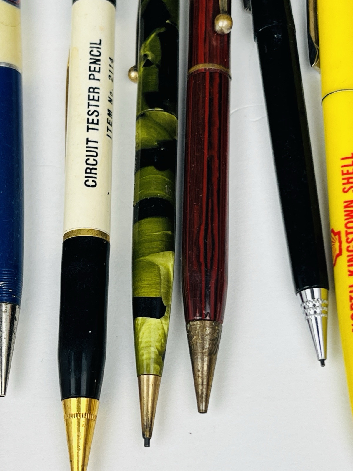 Vintage Collectible pens/pencils gulf, shell, GE Lietz Draftaid drawing pencils