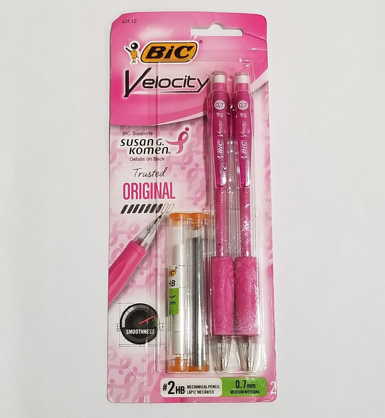 Bic Velocity Susan G Komen for the Cure #2 0.7mm Mechanical Pencil Set Pink
