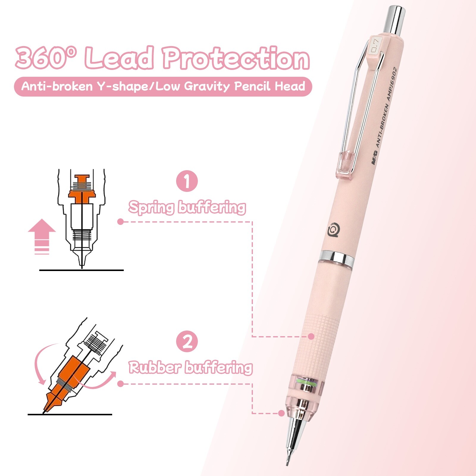 Mechanical Pencil 0.7MM, Extra Lead Protection, 4-Count