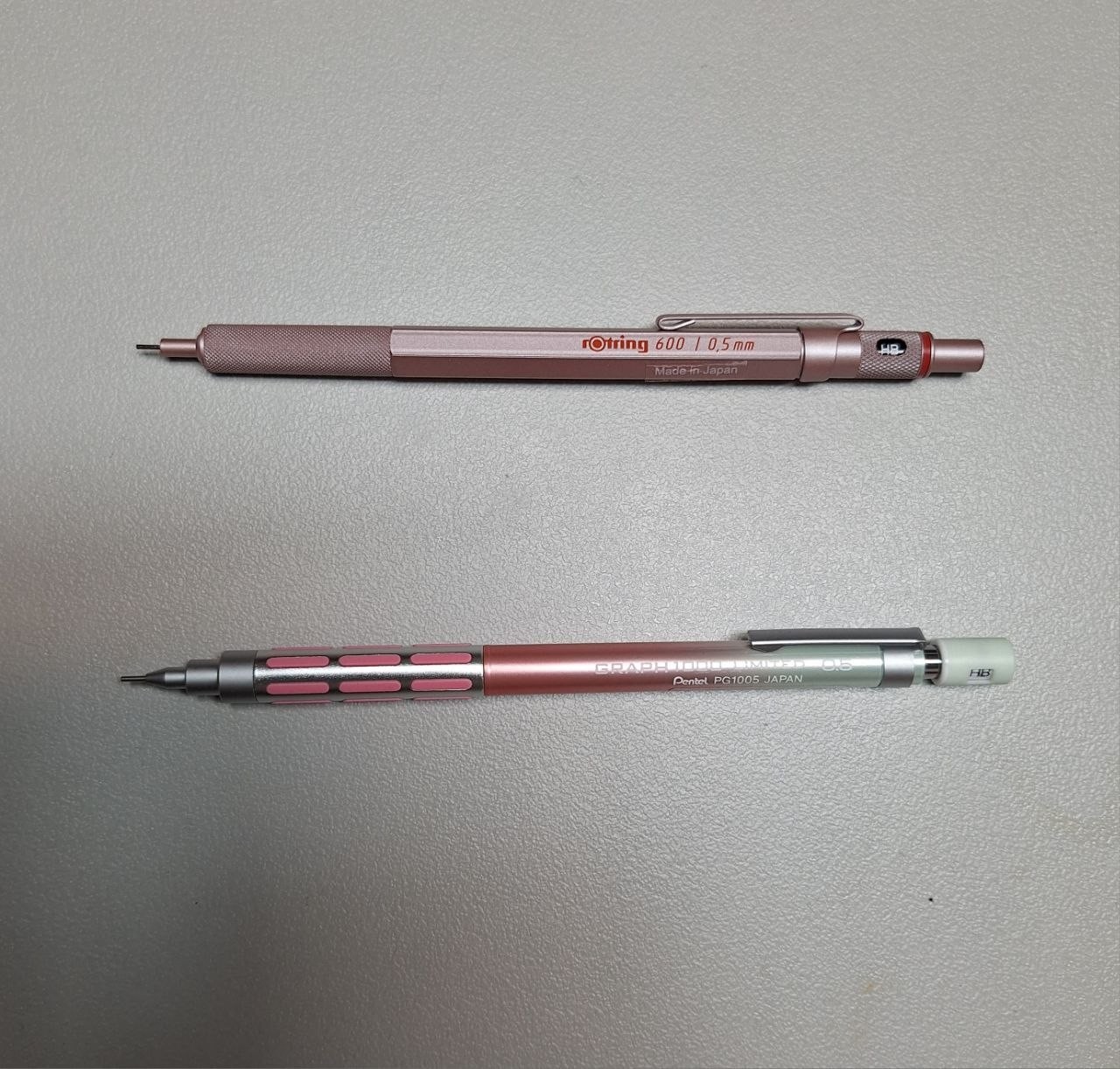 Mechanical Pencil Set – Graph1000 Green & Pink Edition + Rotring 600 Rose Gold