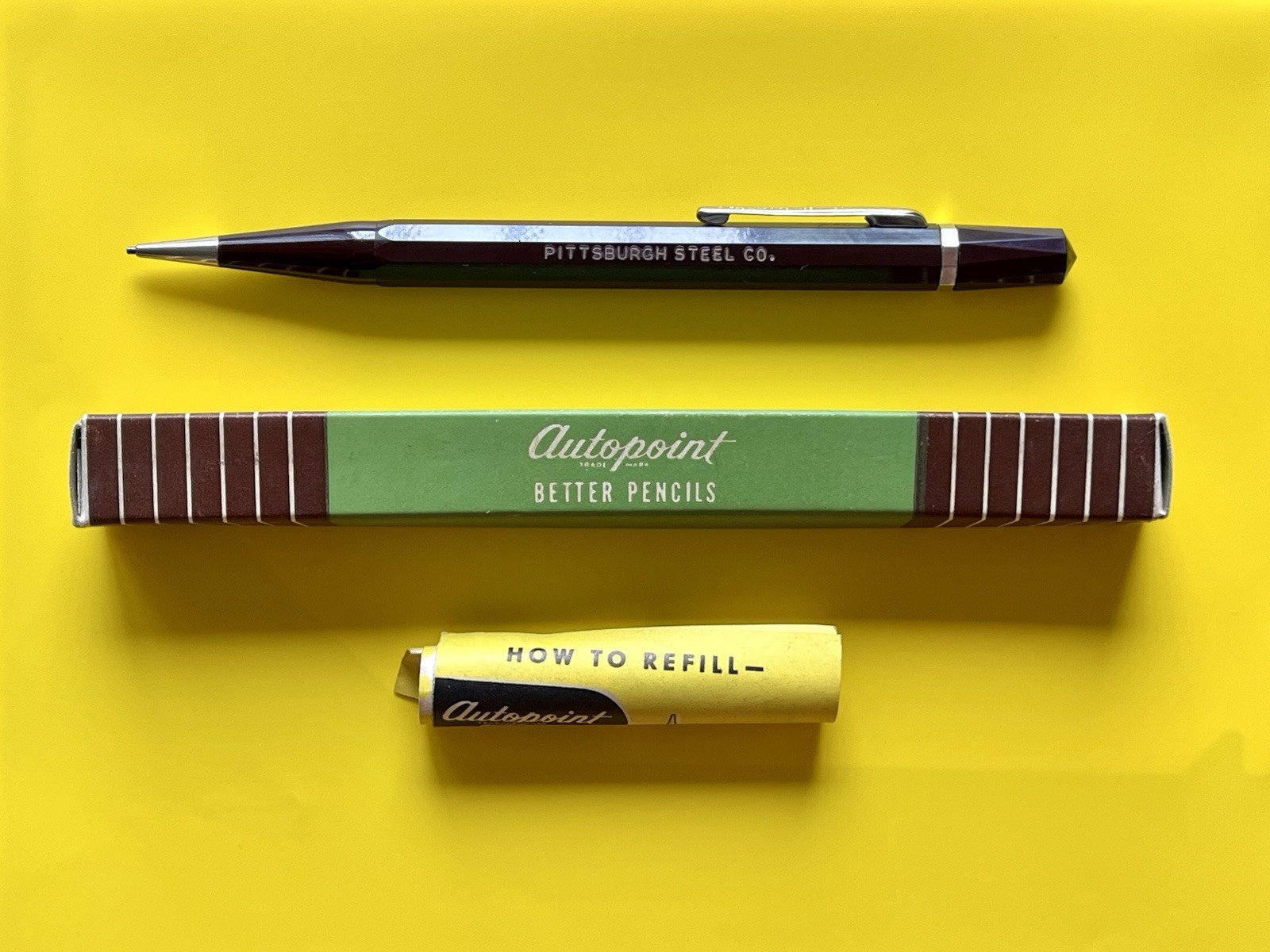 Autopoint Mechanical Pencil New in Box Pittsburgh Steel 1947 NOS PA