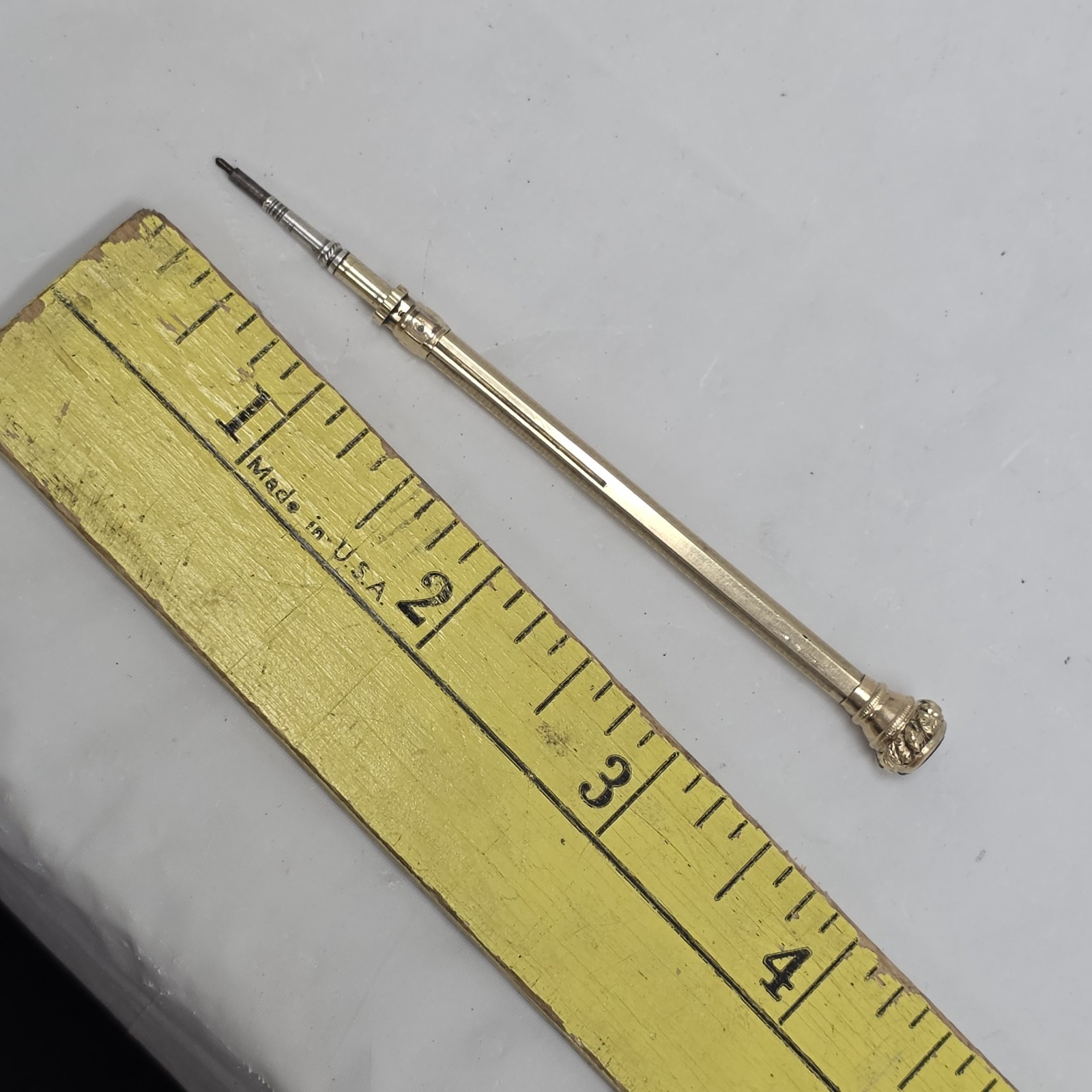 Victorian Gold Filled Mechanical Pencil Red Pink Jeweled Retractable Engraved
