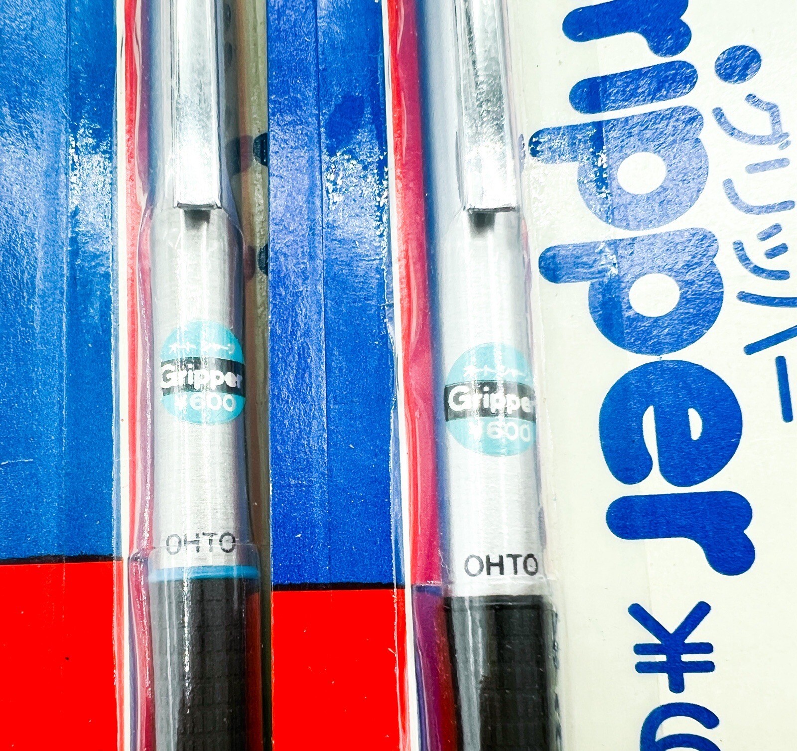 NOS Ohto gripper 2pcs Mechanical Pencil 0.5mm Black Blue Cap Wrap In The Box