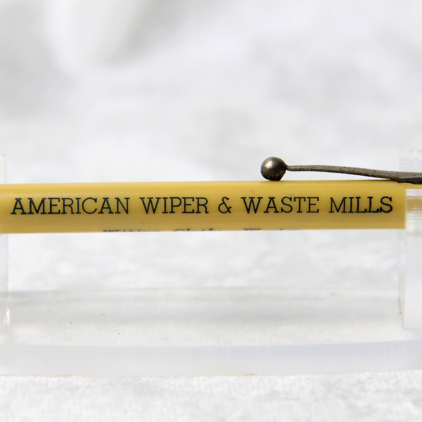 VTG 1930s Yellow Celluloid American Wiper Mills Kansas City MO Mechanical Pencil