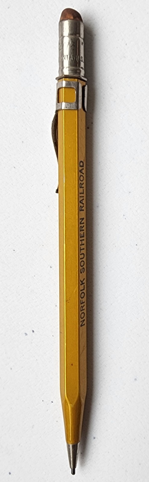 VTG SCRIPTO 4-47 Gold Metal Mechanical Pencil Norfolk Southern Railroad 1930s