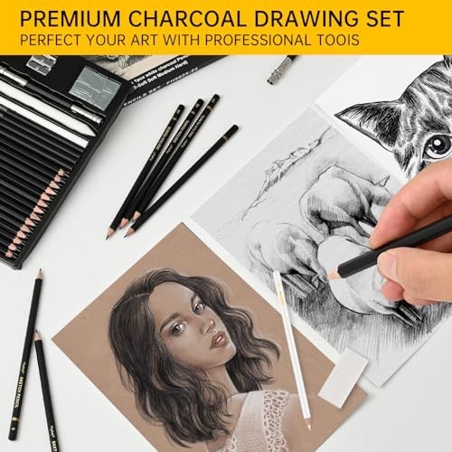 Drawing Pencil Set 24 Pieces Graphite Sketching Pencils for Artists Black