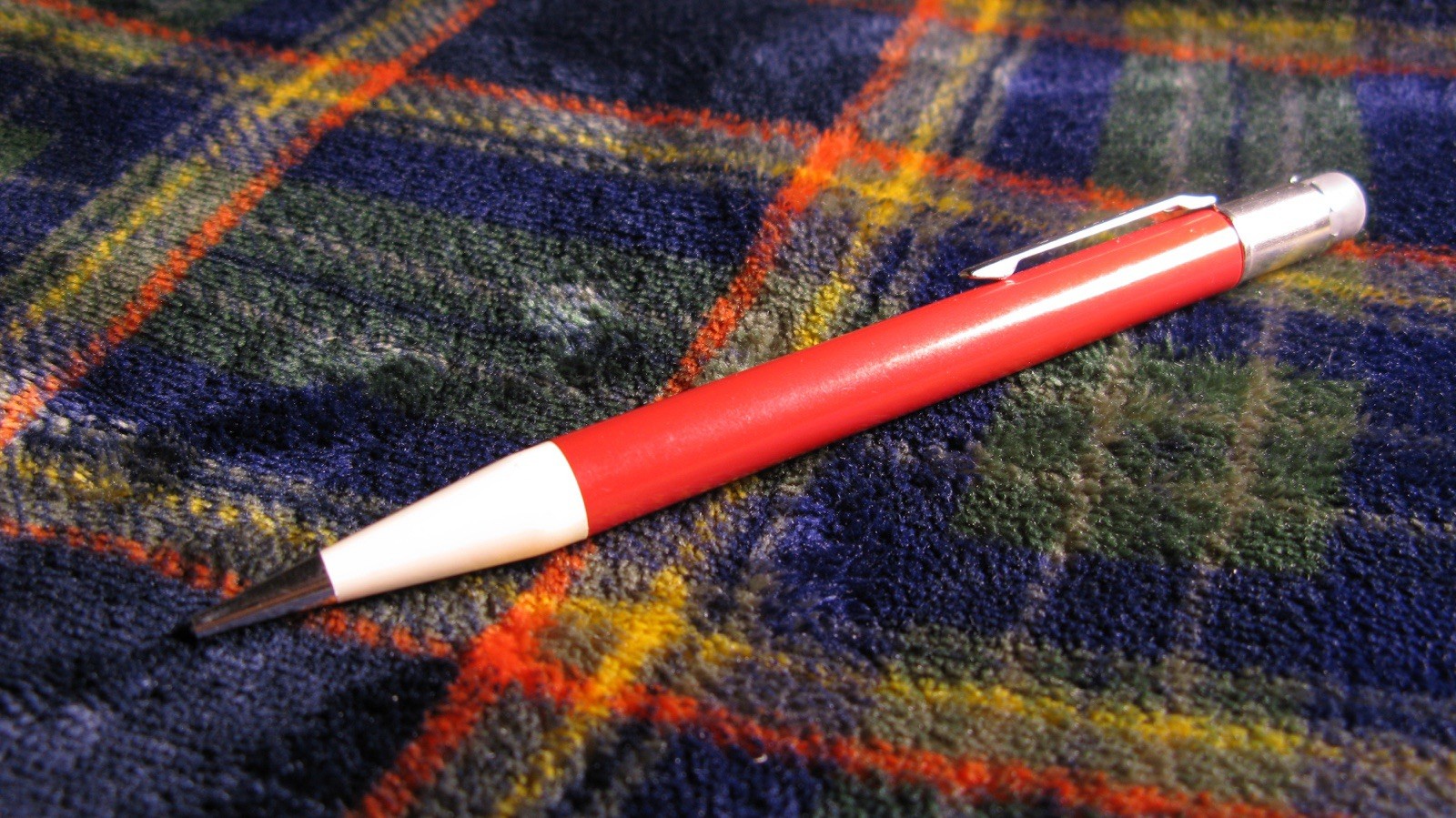 Autopoint USA Red/White Vintage Mechanical Pencil Working With Eraser and Lead