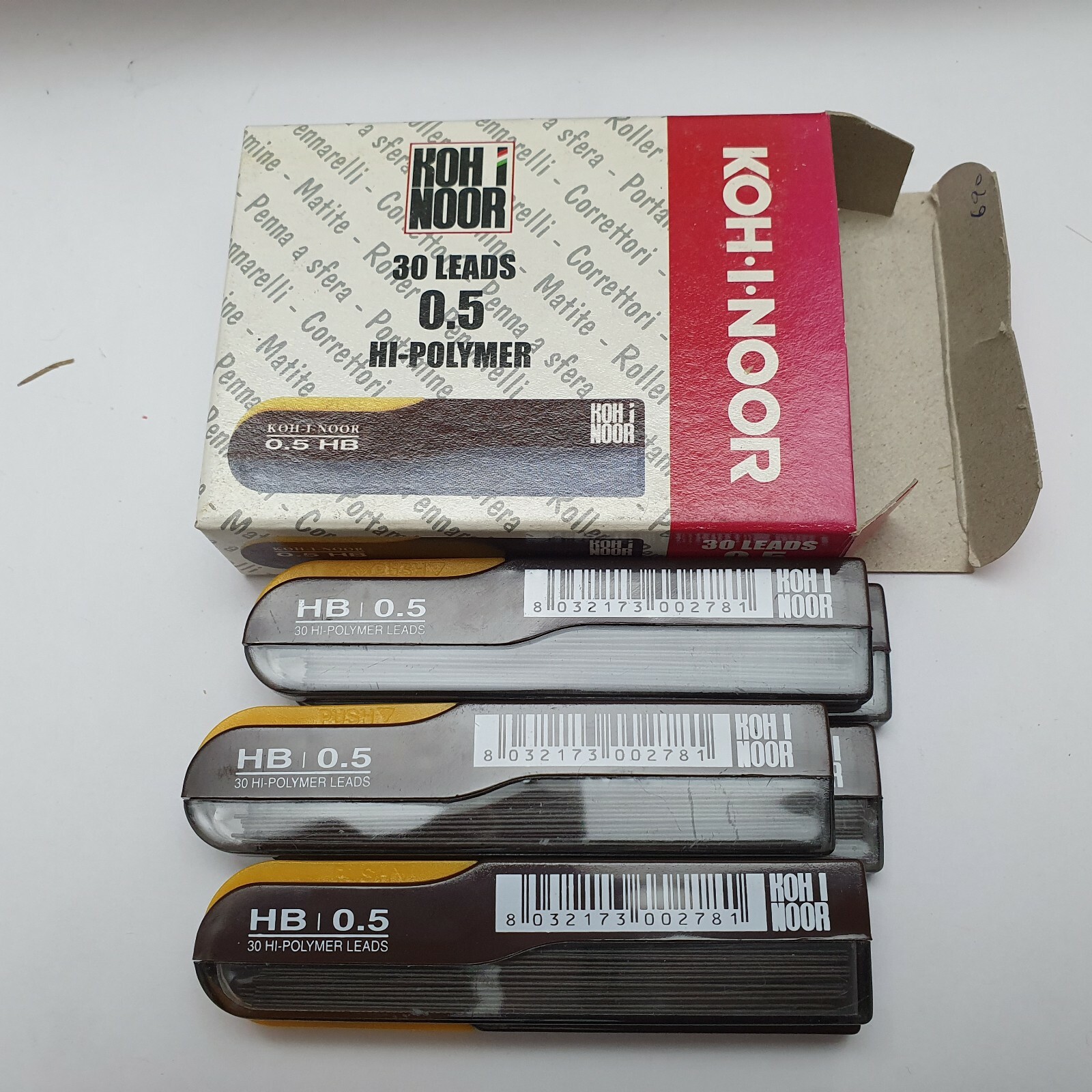 Lot of 180 Pencil Leads – Koh-I-Noor Leads 0.50 HB Hi-Polymer – 6 Packs