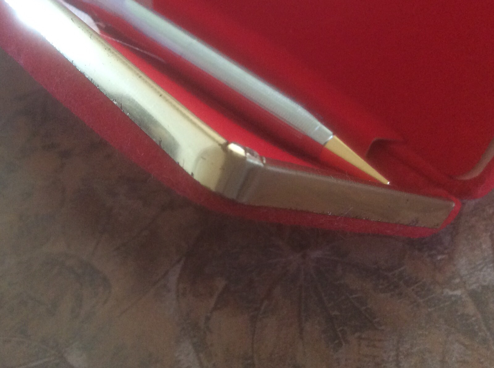 Vintage Centennial USA Mechanical Silver Tone With Lead Pencil Red Velvet Box