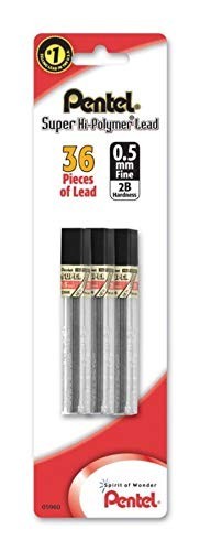 Lead Refill 0.5mm Fine 2B 36 Pieces Mechanical Pencil Super Hi-Polymer