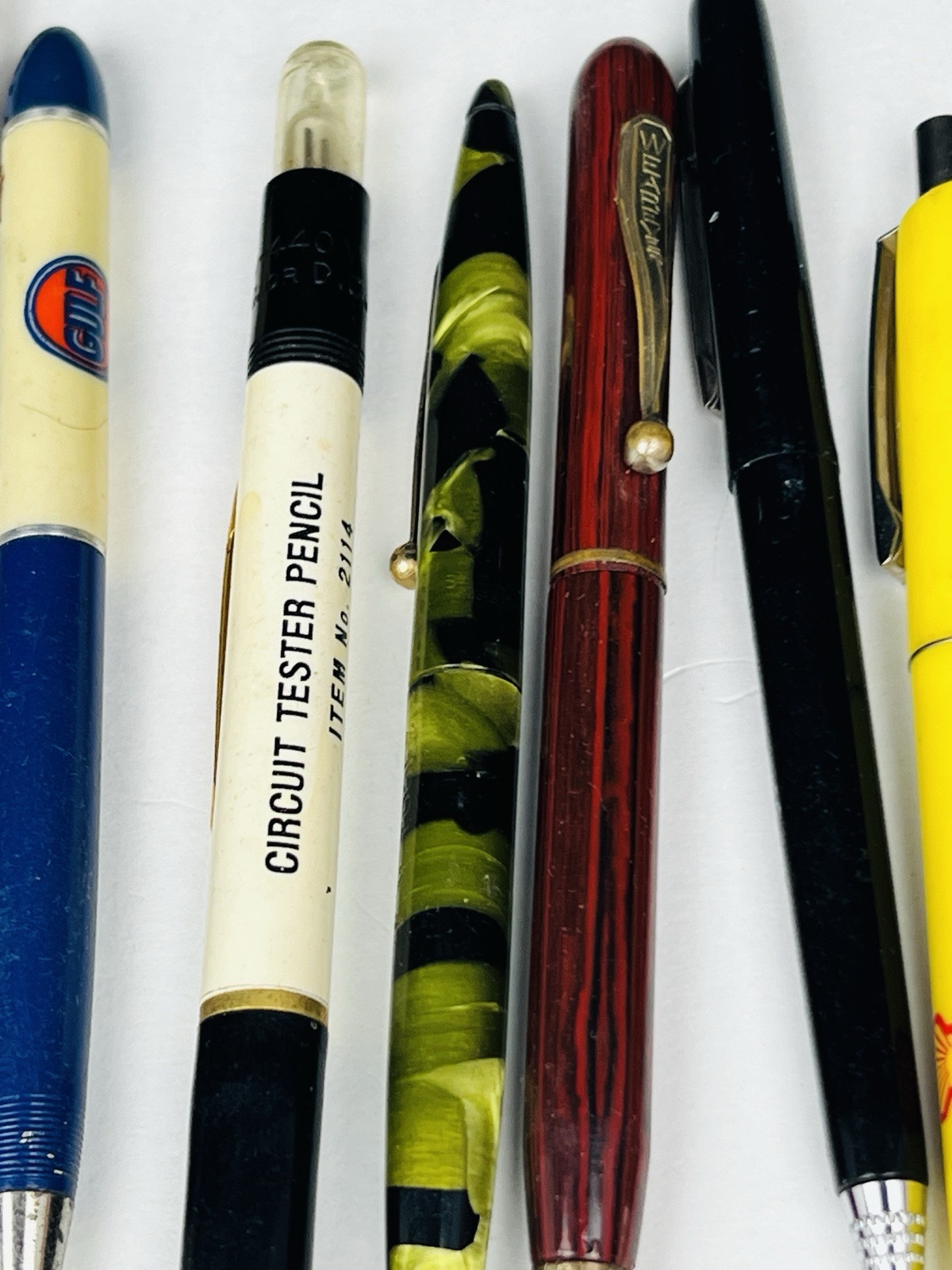 Vintage Collectible pens/pencils gulf, shell, GE Lietz Draftaid drawing pencils
