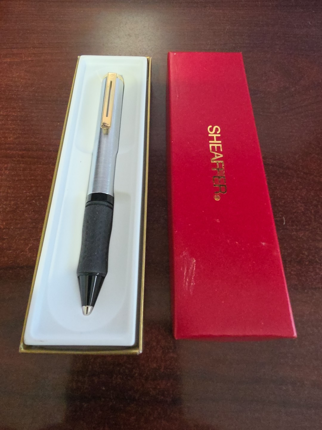 Sheaffer Pencil Silver, Black & Gold Tone. Vintage New In Box. Never Used