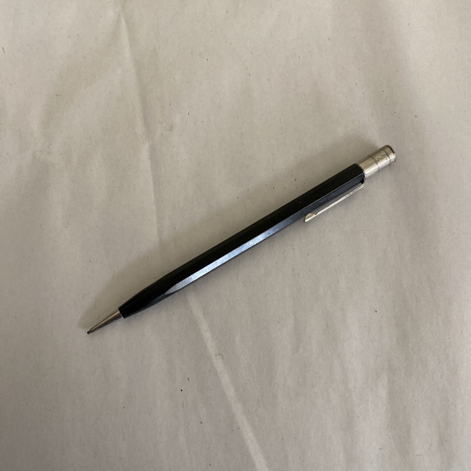 Autopoint Hex Mechanical Pencil Black, Twist-Advance 1.1mm, Worn Eraser Top