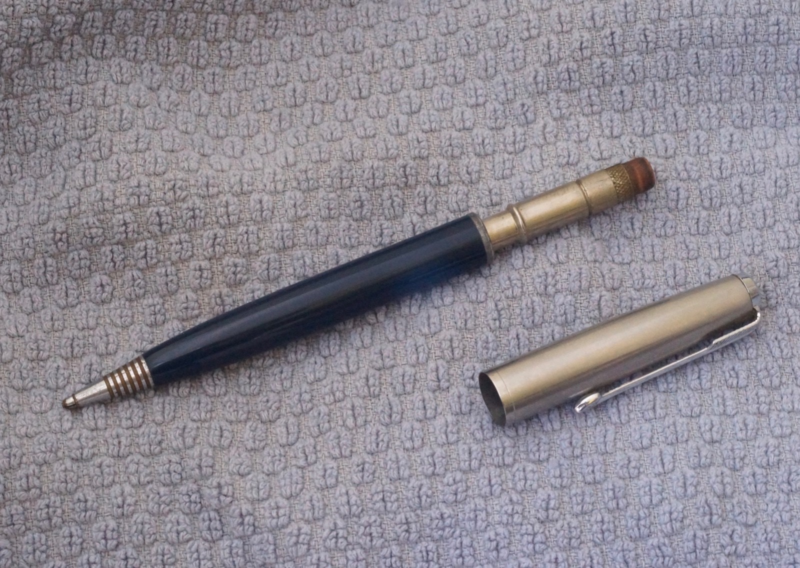 Parker 51 Demi Repeater Pencil, Blue Barrel, Lustraloy Cap, 1949