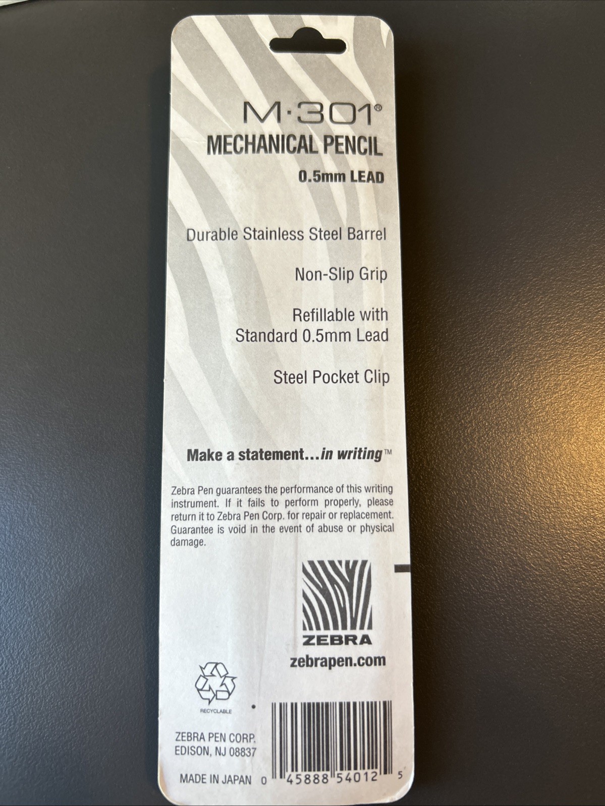 Rugged M-301 Mechanical Pencil – Refillable .5mm Stainless Steel Design, 2 Count