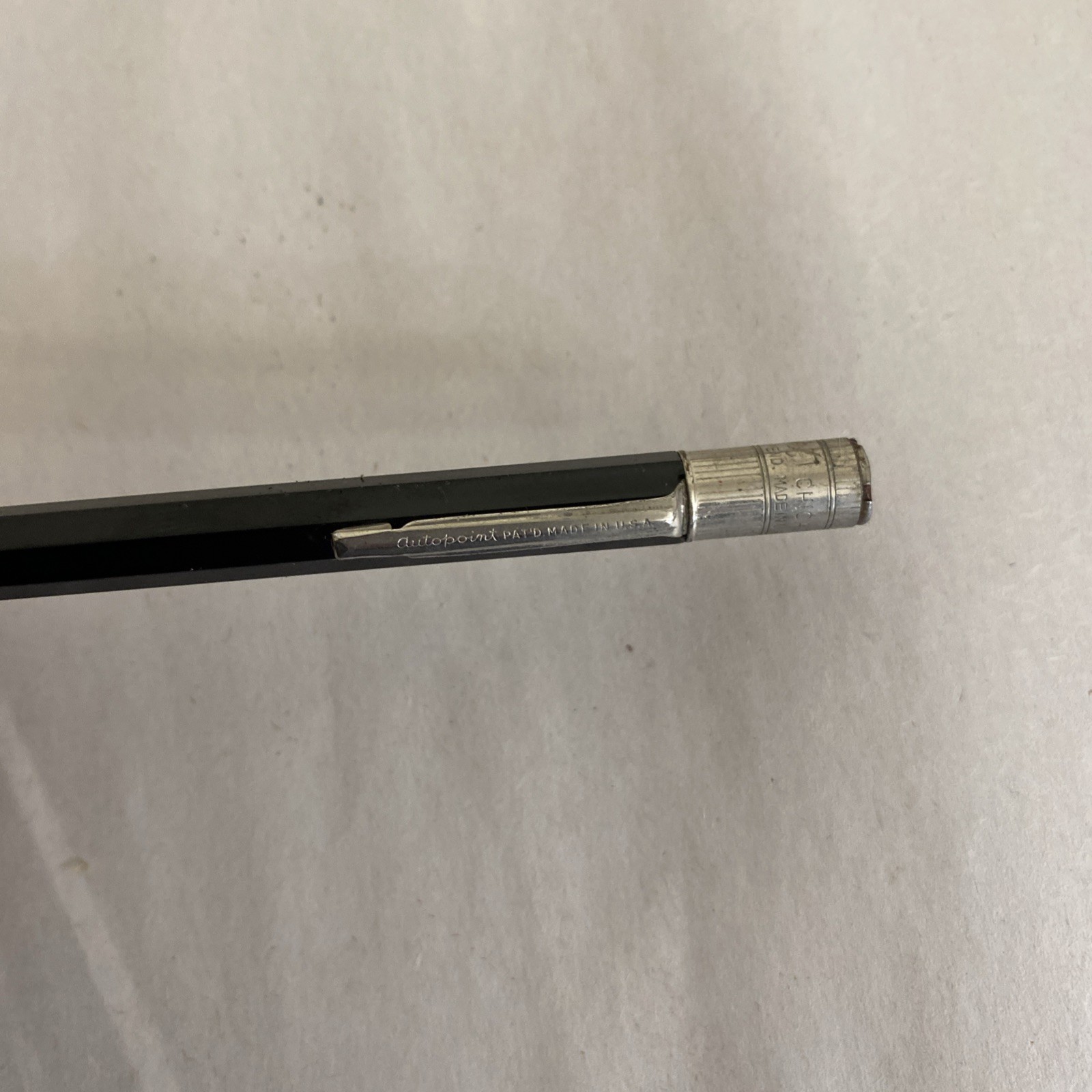 Autopoint Hex Mechanical Pencil Black, Twist-Advance 1.1mm, Worn Eraser Top
