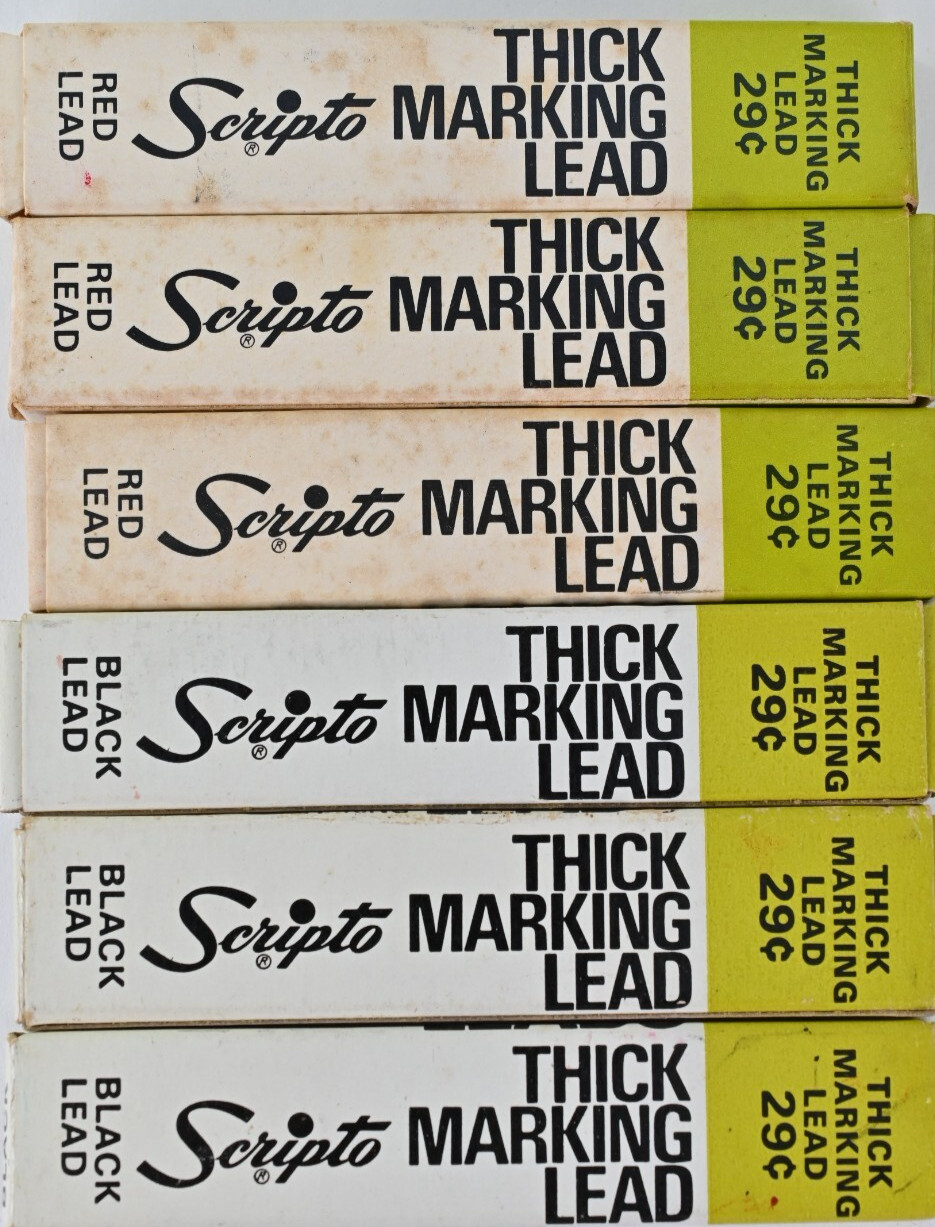 6 Vintage 4pk Scripto Thick Marking Leads No. G920 Red / Black